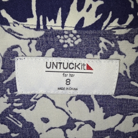 UNTUCKit for Her Camille Tie Sleeve Button Front Floral Print Dress Size 8 or M - Picture 9 of 10